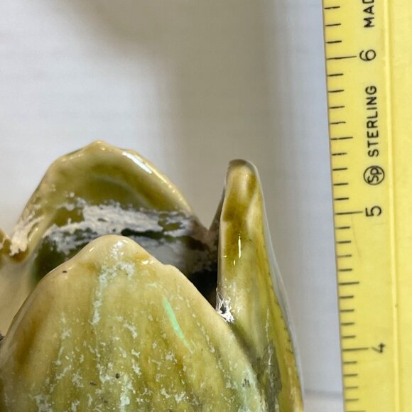 Vintage Elephant & Lotus Planter/Holder Hand-Glazed Ceramic Green & Brown - Picture 9 of 11